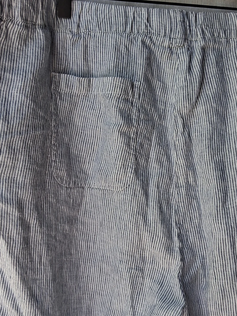 Quince 100% European Linen Pants Blue Pinstripe XL